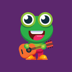 Funny cartoon smiling frog mascot character flat design illustration