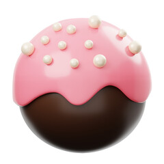 Chocolate Ball With Strawberry Cream And Vanilla Chips 3D Icon