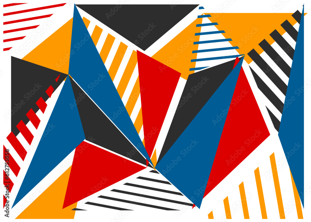 Poster abstract background with colorful geometric triangle and stripe pattern