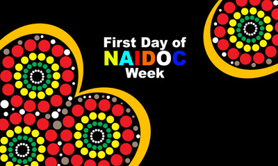 Indigenous Aboriginal and Indigenous Australian Dot Painting Patterns. First Day of NAIDOC Week is appreciating Australia's aboriginal communities. commemorate the First Day of NAIDOC Week
