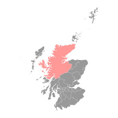 Highland map, council area of Scotland. Vector illustration.