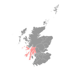 Argyll and Bute map, council area of Scotland. Vector illustration.