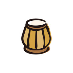 Tabla - India icon/illustration (Hand-drawn line, colored version)