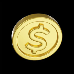 coin 4 on black background, vector 3D. 
