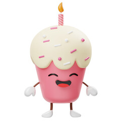 Cute Muffin Birthday Ornament 3D Icon