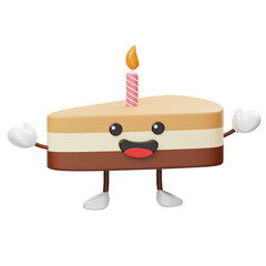 Cute Slice Cake Birthday Ornament 3D Icon