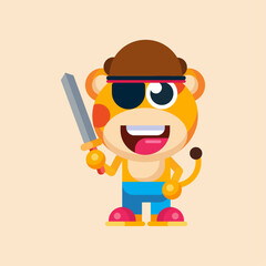 Funny cartoon smiling giraffe  character flat design illustration vector