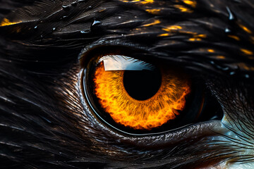 Fototapeta premium Macro image of the pupil and iris of the eye of a bald eagle (Haliaeetus leucocephalus)