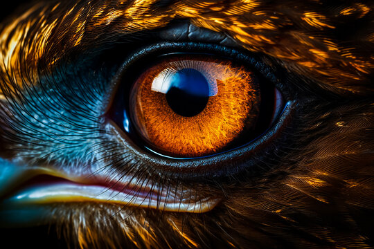 Macro image of the pupil and iris of the eye of a bald eagle (Haliaeetus leucocephalus)