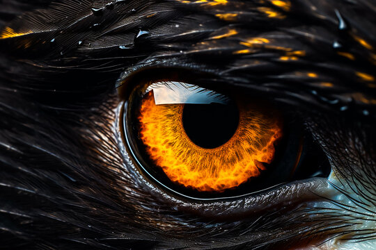 Macro image of the pupil and iris of the eye of a bald eagle (Haliaeetus leucocephalus)
