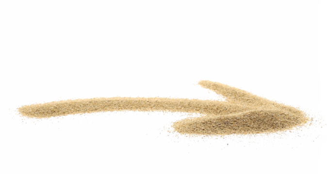  Pile sand in shape arrow isolated on white background