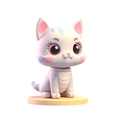 Obraz premium 3d rendering of white cat on white background. 3d high quality isolated render.