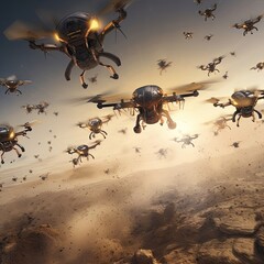 A swarm of combat drones Generative AI