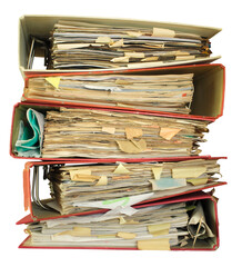 messy file folders,red tape, bureaucracy,aministration,business concept.Isolated on transparent background,png
