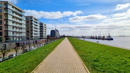 Bremerhaven - Buildings at the marina - fantastic view of the skyline of Bremerhaven