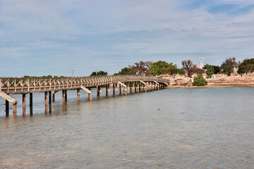 Fototapeta na wymiar The bridge in the village on Fadiouth island, Senegal