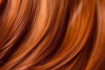 close up texture of beautiful shiny red hair created with AI generative tools