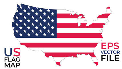 USA flag map vector eps file