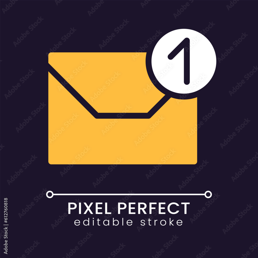 Poster email notification pixel perfect rgb color icon for dark theme. inbox letter. communication and busi