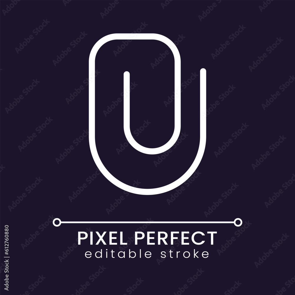 Poster file upload button pixel perfect rgb color icon for dark theme. paper clip symbol. website for busin