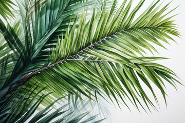Fototapeta na wymiar Watercolor painting of coconut palm leaves on white background. Generative AI