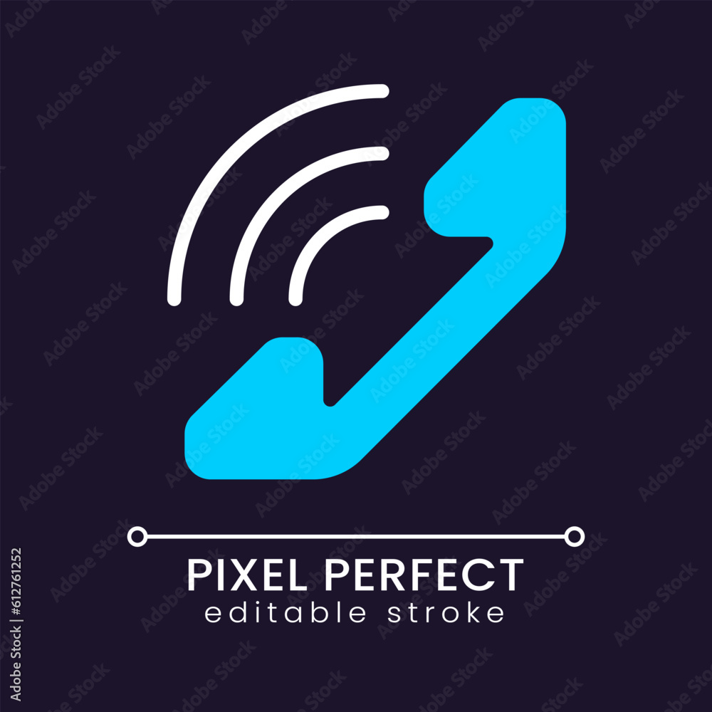 Poster handset pixel perfect rgb color icon for dark theme. phone calls. informational center. business sup