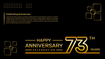 73th year anniversary template design with gold color, vector template illustration