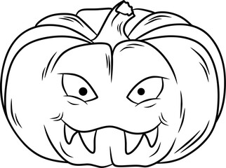 pumkin line art for coloring book page