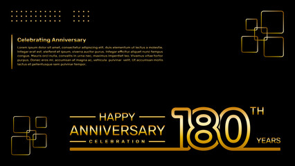 180th year anniversary template design with gold color, vector template illustration