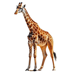 A giraffe isolated on a transparent png white background