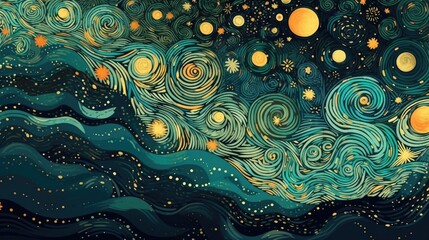 Sky background with stars and swirls Generative Ai