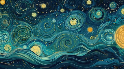 Sky background with stars and swirls Generative Ai