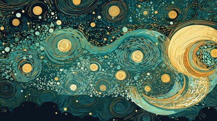 Sky background with stars and swirls Generative Ai