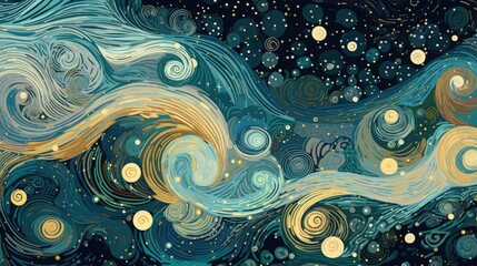 Sky background with stars and swirls Generative Ai