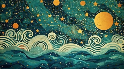 Sky background with stars and swirls Generative Ai