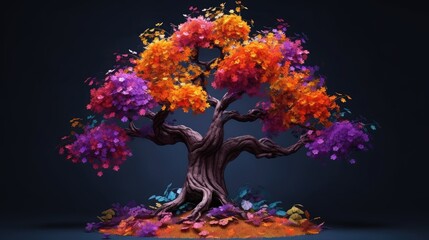 A beautiful tree with many colors on it Generative Ai