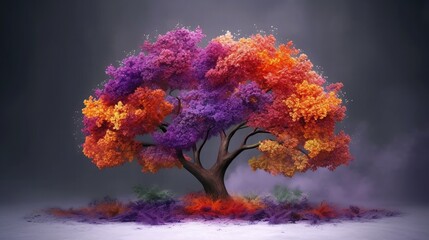 A beautiful tree with many colors on it Generative Ai