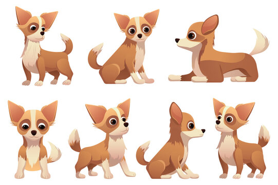 Dogs set. This illustration features a set of cute cartoon dogs designed in a flat style. Vector illustration.