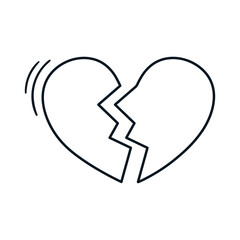 Doodle illustration of cracked heart. Concept of break up, divorce, end of relationship. Hand drawn heartbreak vector icon.