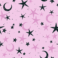 Seamless cute pattern of scattered stars