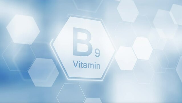 Symbol for the Vitamin B9. Clean abstract commercial background