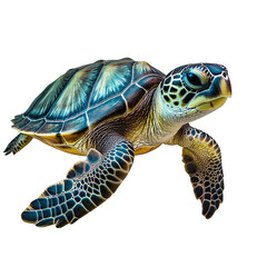 A sea turtle isolated on a white background