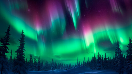 Fototapeta na wymiar image of northern lights night. Generative AI,