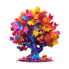 Colorful illustration of trees isolated on background with Generative AI