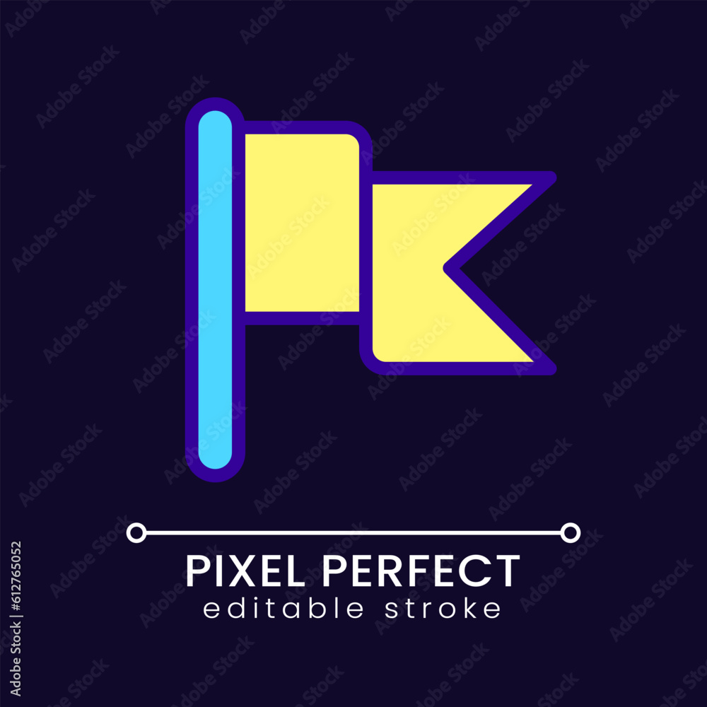 Poster flag pixel perfect rgb color icon for dark theme. goal achievement. success, victory. pointer and lo