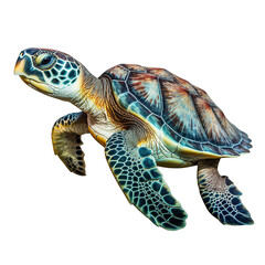 A sea turtle isolated on a white background - obrazy, fototapety, plakaty