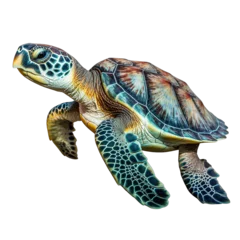 Foto op Canvas A sea turtle isolated on a white background © XYNature
