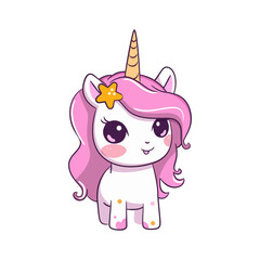 Cute cartoon magic unicorn for kids. Vector illustration.