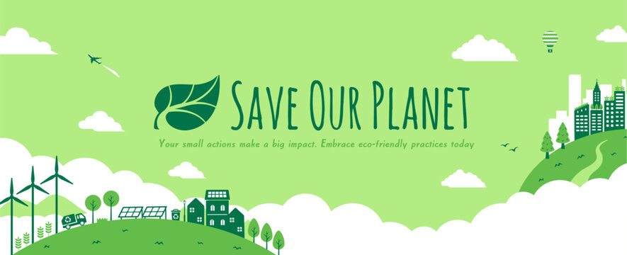 Ecology motif vector banner illustration ( SDGs,  nature conservation )