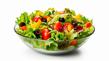 Vegetable salad isolate on white background. Generative AI,